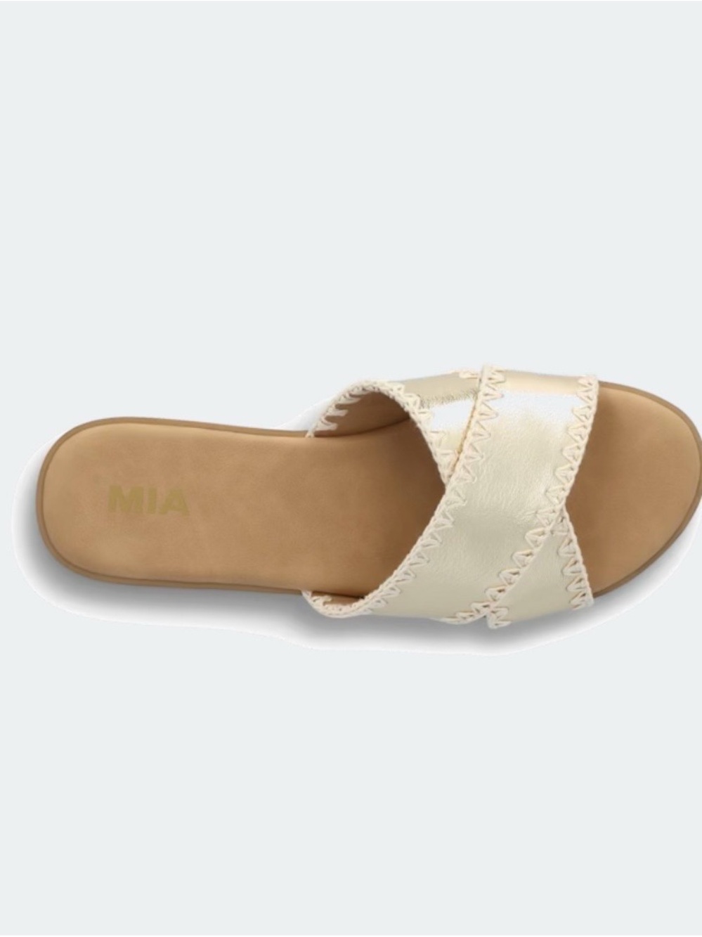 MIA Pearl Cream Metallic Crisscross Slide